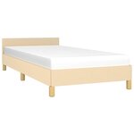 vidaXL Cadre de lit avec tête de lit sans matelas crème 90x190cm tissu