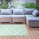 Esschert design tapis d'extérieur 182x122 cm tuiles vert et blanc