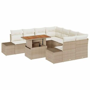 vidaXL Ensemble de salle à manger pour jardin 9 Pièces Beige et crème