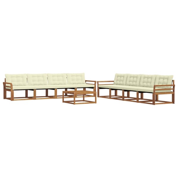 vidaXL Ensemble de canapés d'extérieur 9 Pièces Naturel et Crème