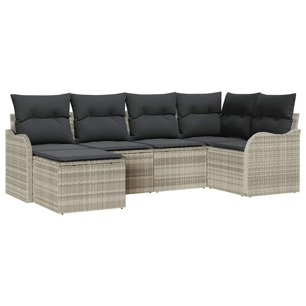 vidaXL Ensemble de canapé de jardin 6 Pièces Gris clair Poly rotin