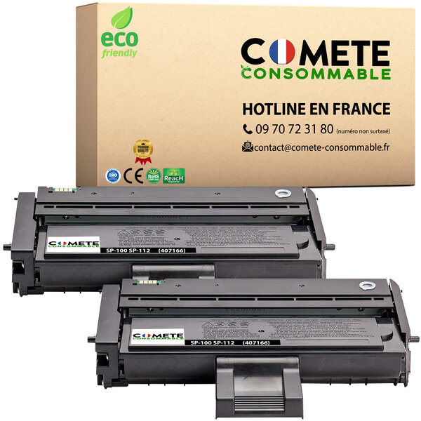 Sp100 - 2 toners compatibles ricoh sp100 - 407166 : sp100 sp112 sp100e sp100sf sp100sfe sp100su sp100sue sp110 sp112e sp112sf sp112sfe sp112su sp112sue - noir