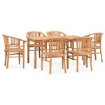 vidaXL Ensemble à manger de jardin 7 Pièces bois de teck solide