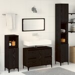 vidaXL Ensemble de Meubles de Salle de Bain 3 Pièces Chêne Noir Bois d'ingénierie