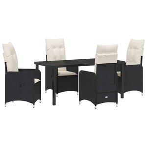 vidaXL Ensemble de salle à manger pour jardin 5 Pièces Noir Poly rotin