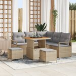 vidaXL Ensemble de Canapé de Jardin 8 Pièces avec Coussins Beige en Poly Rattan