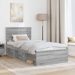 vidaXL Cadre de lit Gris Sonoma 100 x 200 cm Bois d'ingénierie