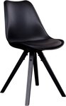 2 chaises de table à manger en cuir noir à pieds noirs
