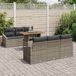 vidaXL Ensemble de canapé de jardin 7 Pièces Gris Poly rotin