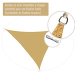 Voile d'ombrage triangulaire grande taille 3 x 3 x 3 m polyester haute densité résistant aux UV coloris sable