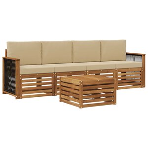 vidaXL Ensemble de canapés d'extérieur 5 pc Naturel et Beige