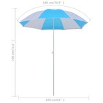 vidaXL Parasol de plage Bleu et blanc 180 cm Tissu