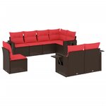 vidaXL Salon de jardin 8 Pièces avec coussins marron résine tressée