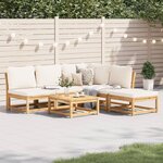 vidaXL Salon de jardin 6 Pièces avec coussins bois d'acacia solide