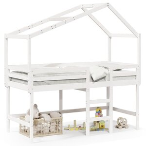 vidaXL Lit superposé avec échelle et toit sans matelas blanc 90x190 cm
