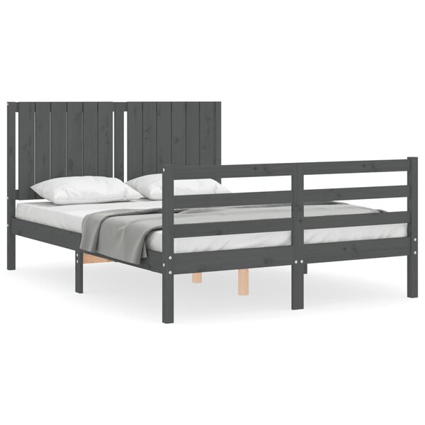 vidaXL Cadre de lit sans matelas gris bois massif