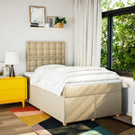 vidaXL Sommier à lattes de lit avec matelas Crème 120x200 cm Tissu