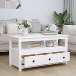 vidaXL Table basse Blanc 102x49x55 cm Bois massif de pin