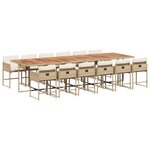 vidaXL Ensemble à manger de jardin et coussins 13 Pièces beige