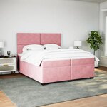 vidaXL Sommier à lattes de lit avec matelas Rose 200x200 cm Velours