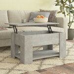 vidaXL Table basse Gris béton 79x49x41 cm Bois d'ingénierie