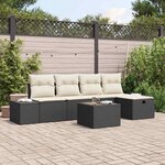 vidaXL Ensemble de canapé de jardin avec coussin 6 Pièces Noir Poly rotin