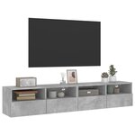 vidaXL Meubles TV muraux 2 Pièces gris béton 80x30x30cm bois d'ingénierie