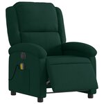 vidaXL Fauteuil inclinable de massage électrique vert foncé velours