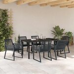 vidaXL Ensemble de salle à manger pour jardin 7 Pièces Noir Poly rotin