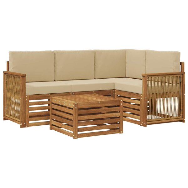 vidaXL Ensemble de canapés d'extérieur 5 Pièces Naturel et Beige