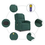 vidaXL Fauteuil inclinable de massage vert foncé velours