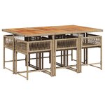 vidaXL Ensemble à manger de jardin et coussins 7 Pièces beige poly rotin