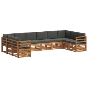 vidaXL Ensemble de canapés d'extérieur 10 pc Naturel et Anthracite