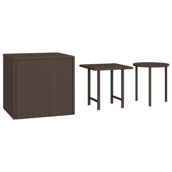 vidaXL Tables d'appoint de jardin 3 Pièces marron résine tressée