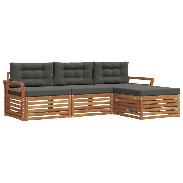 vidaXL Ensemble de canapés d'extérieur Naturel et Anthracite