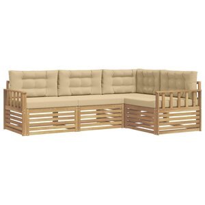 vidaXL Ensemble de canapés d'extérieur 5 pc Blanc et Beige Polyester