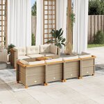 vidaXL Salon de jardin avec coussins 8 Pièces beige résine tressée