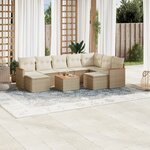vidaXL Salon de jardin avec coussins 10 Pièces beige résine tressée