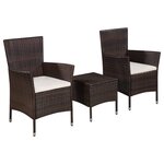 vidaXL Mobilier de bistro 3 Pièces Résine tressée Marron