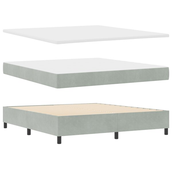 vidaXL Lit à Ressorts avec Matelas & Banc Gris Clair 180x200 cm Velours