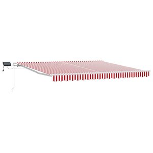 vidaXL Auvent Rétractable Rouge et Blanc 400 × 300 cm Tissu et acier