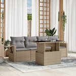 vidaXL Salon de jardin avec coussins 5 Pièces beige résine tressée