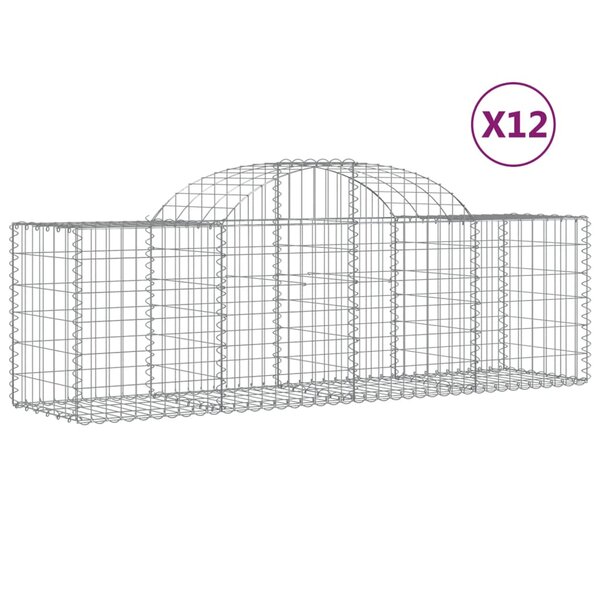 vidaXL Paniers à gabions arqués 12 Pièces 200x50x60/80 cm Fer galvanisé