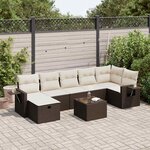 vidaXL Salon de jardin 8 Pièces avec coussins marron résine tressée