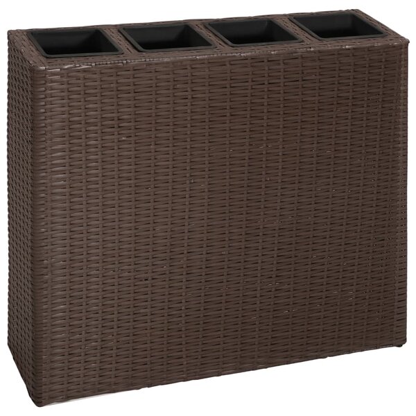 vidaXL Lit surélevé de jardin avec 4 pots Résine tressée Marron