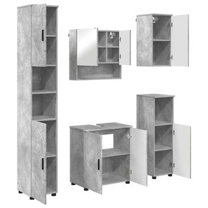 vidaXL Ensemble de mobilier de salle de bain 5 Pièces Gris béton