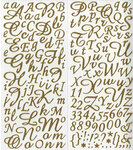 Sticker Alphabet script Doré pailleté 177 lettres