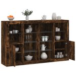 vidaXL Buffets avec lumières LED 3 Pièces chêne fumé bois d'ingénierie