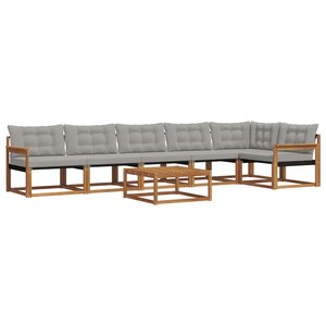 vidaXL Ensemble de canapés d'extérieur 7 Pièces Gris Naturel et Clair