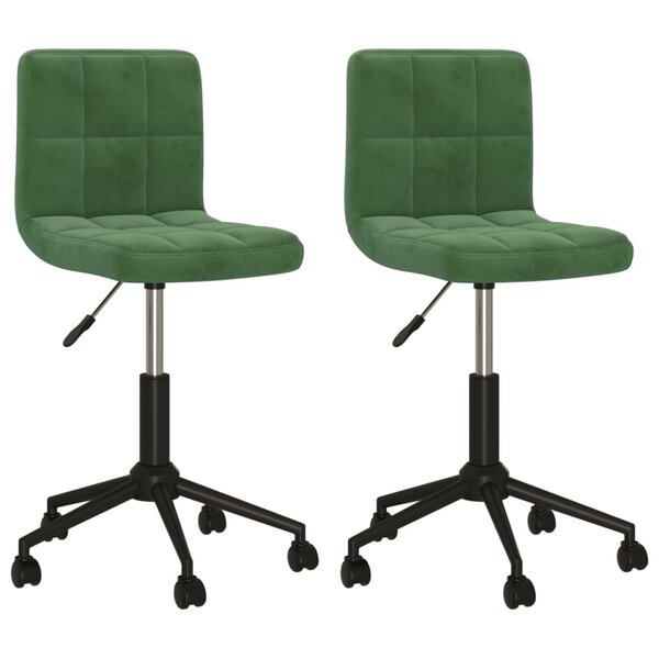 vidaXL Chaises pivotantes à manger lot de 2 vert foncé velours